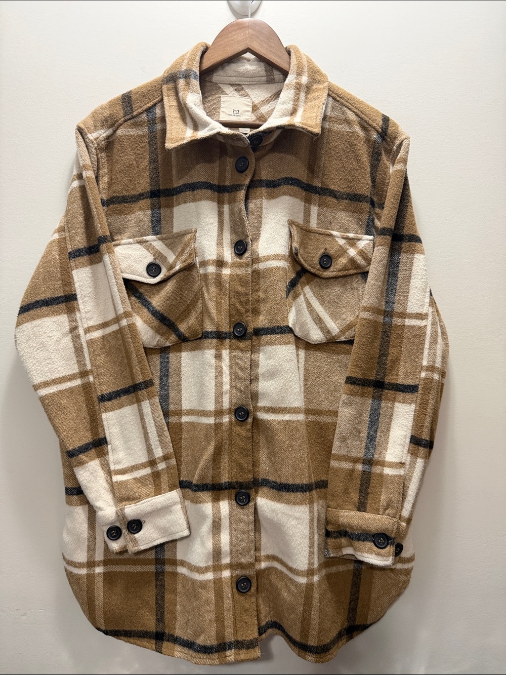Thread & Supply Women’s Brown and Cream Plaid Shacket Size M / 31x23